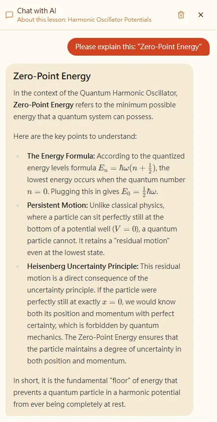AI chat panel inside a lesson