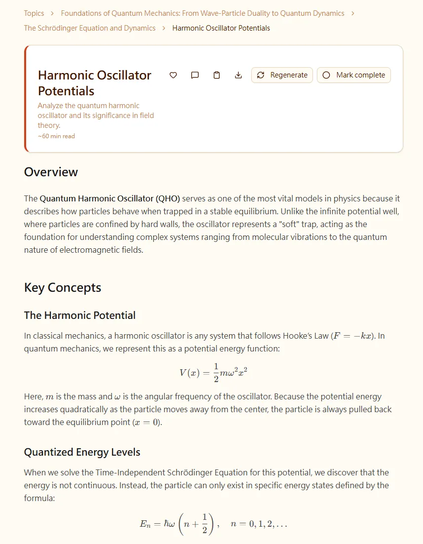 Lesson view with formatted content