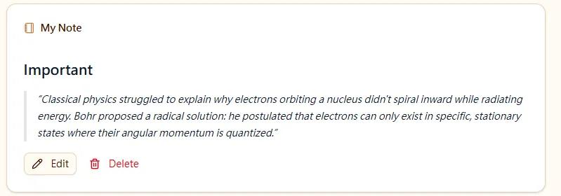 Notes panel open inside a lesson